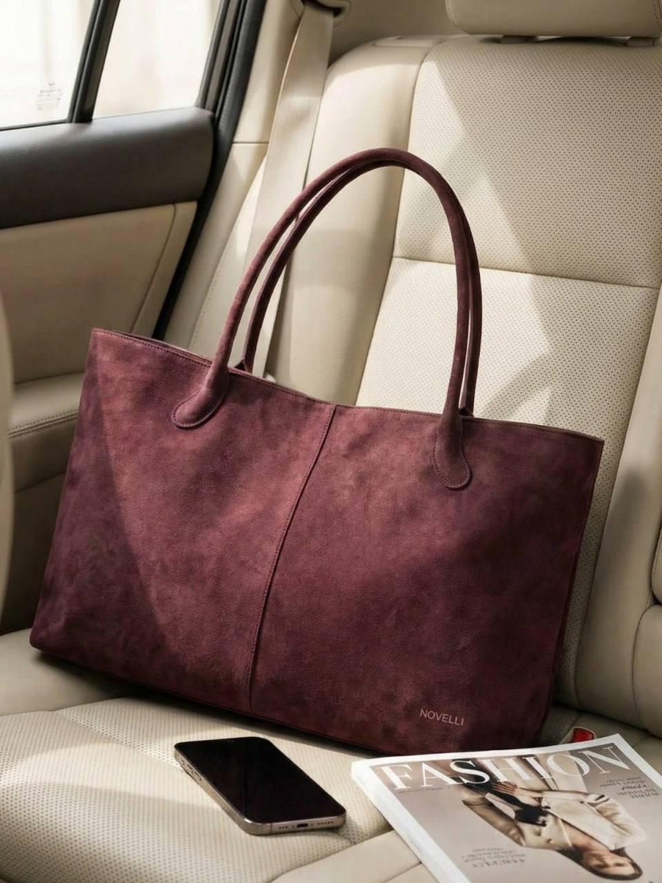 Коричневая замшевая сумка большая